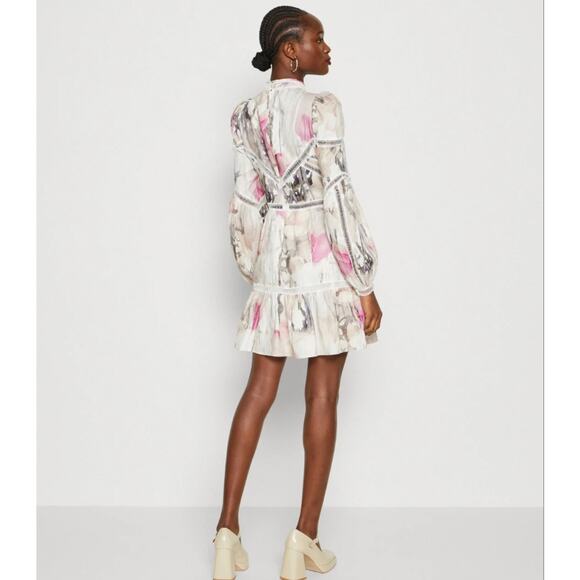Ted Baker London Dress 4 6 Semi Formal Mini Small Linen Long Sleeve Fleurz $450 - Picture 7 of 17